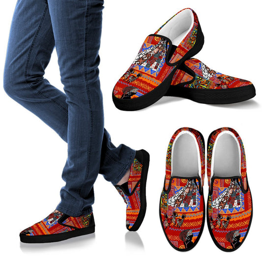 African Print Pattern Women Slip On Shoes