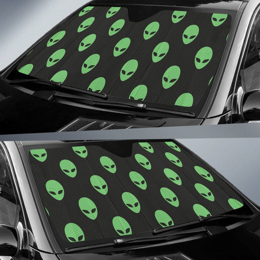 Alien Green Neon Pattern Print Design 01 Car Sun Shade-JORJUNE.COM