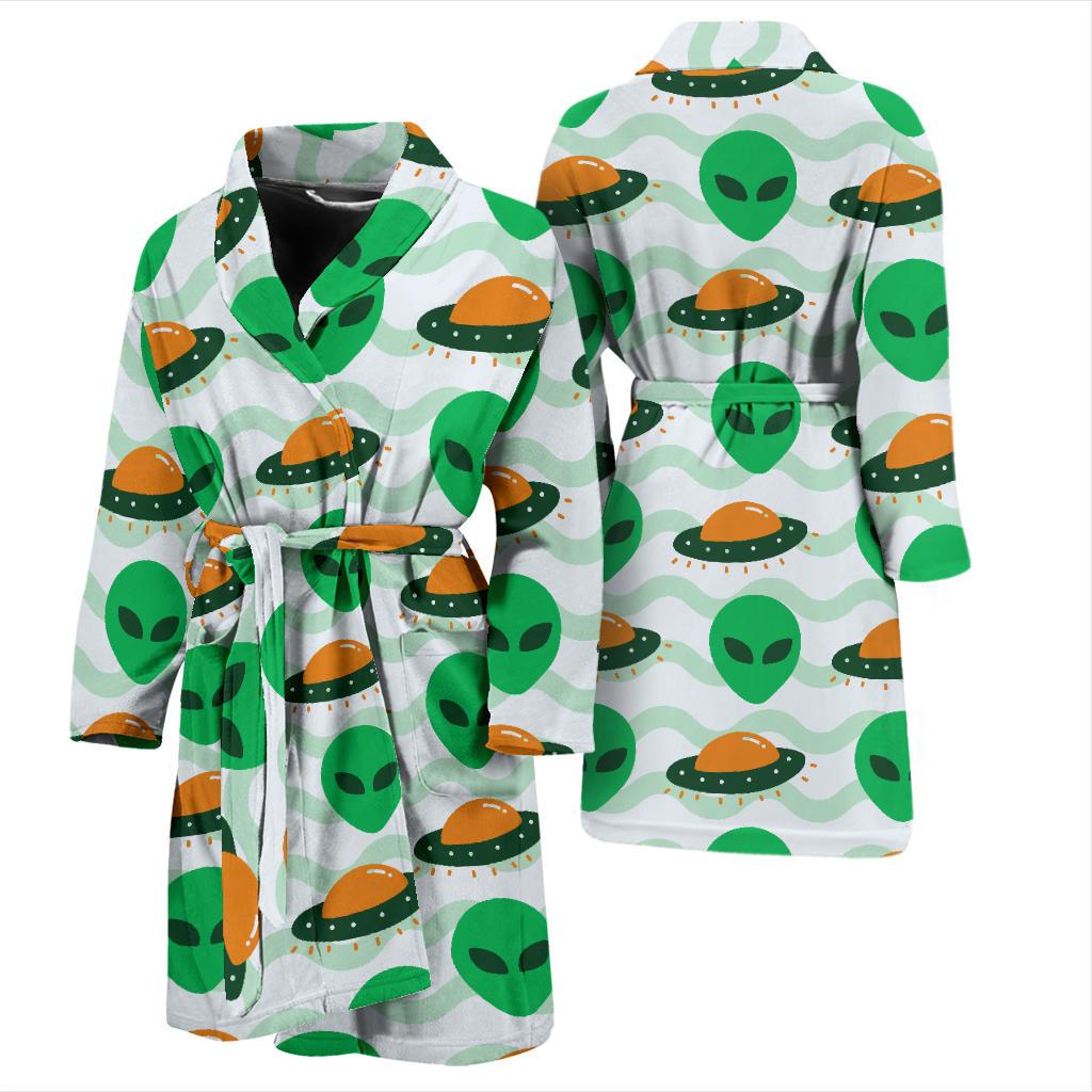 Alien UFO Pattern Print Design 04 Men Bathrobe-JORJUNE.COM