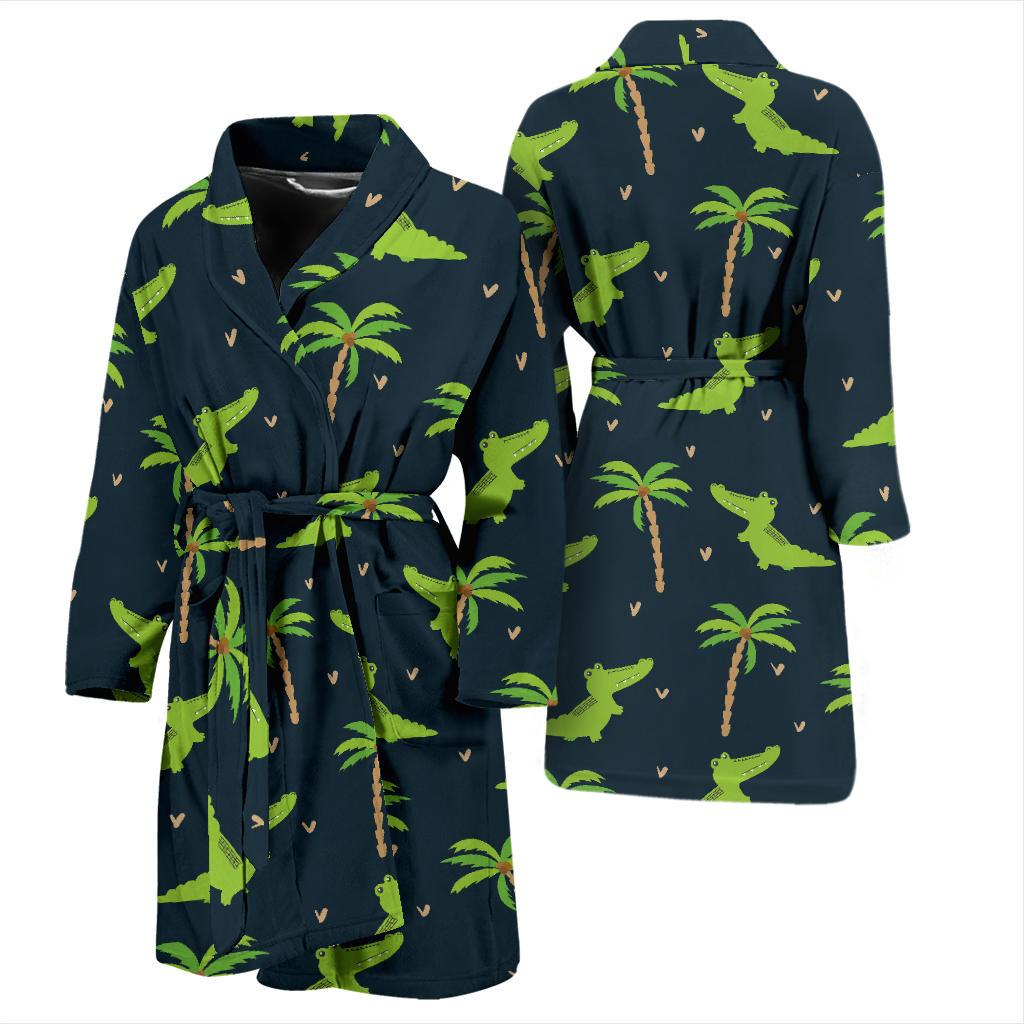 Alligator Pattern Print Design 02 Men Bathrobe-JORJUNE.COM