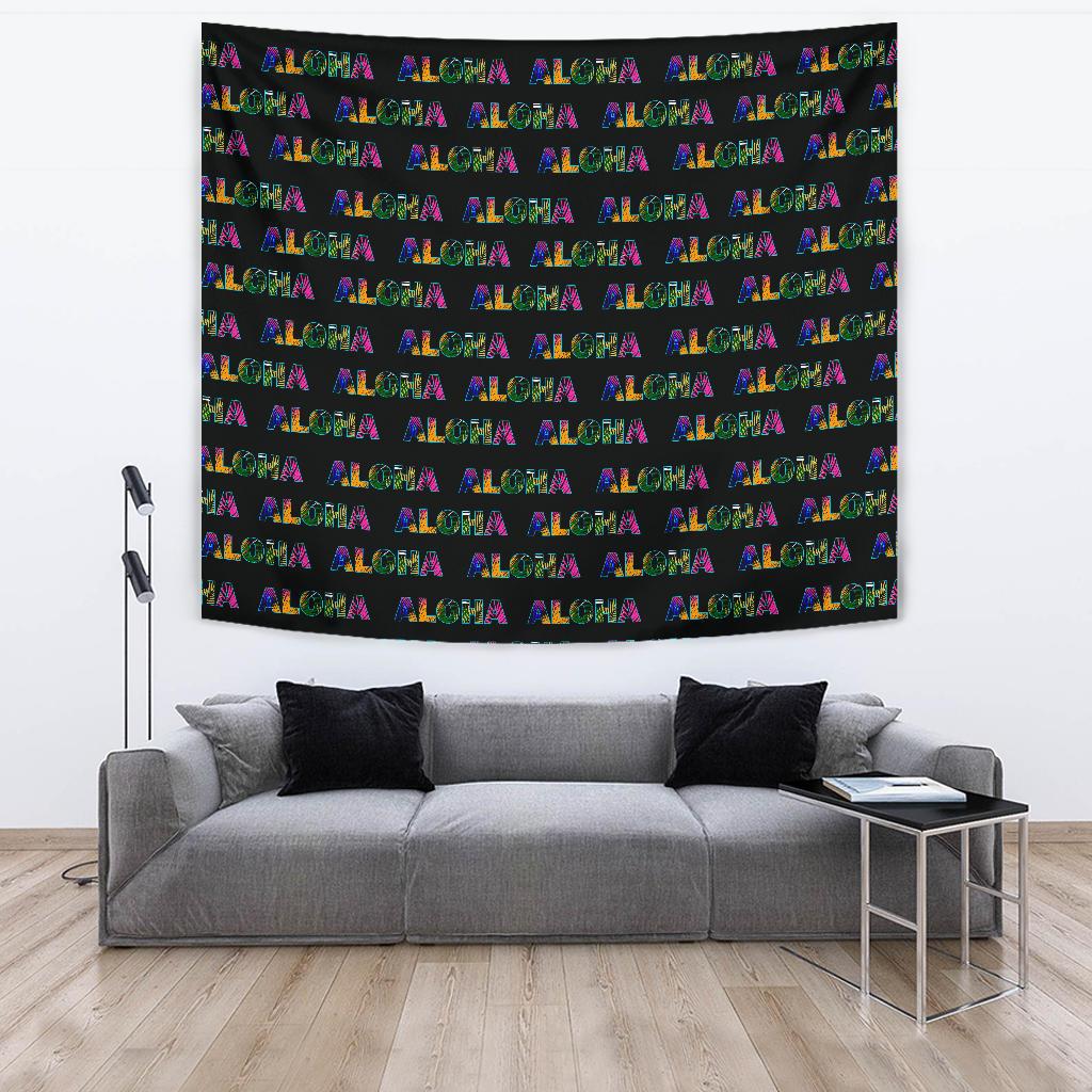 Aloha Hawaii Neon Tapestry