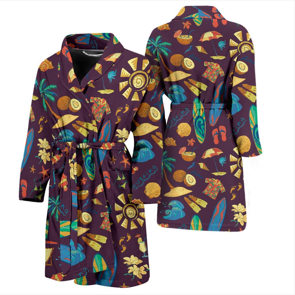 Aloha Hawaii Pattern Print Design 01 Men Bathrobe-JORJUNE.COM