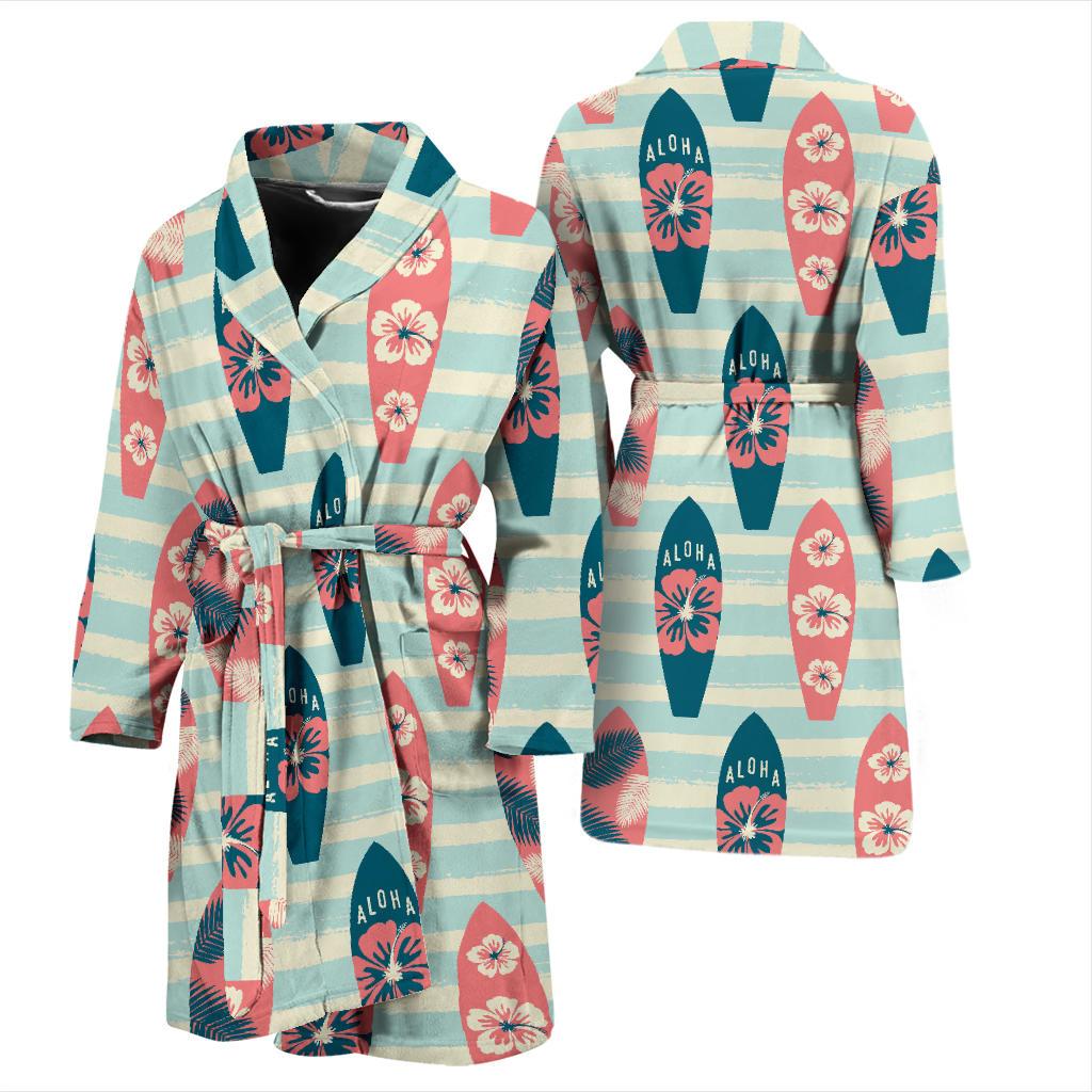 Aloha Hawaii Surfboard Pattern Print Design 02 Men Bathrobe-JORJUNE.COM
