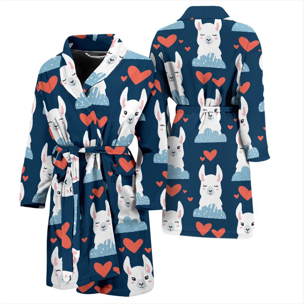 Alpaca Love Pattern Print Design 05 Men Bathrobe-JORJUNE.COM