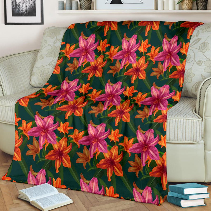 Amaryllis Pattern Print Design AL01 Fleece Blankete