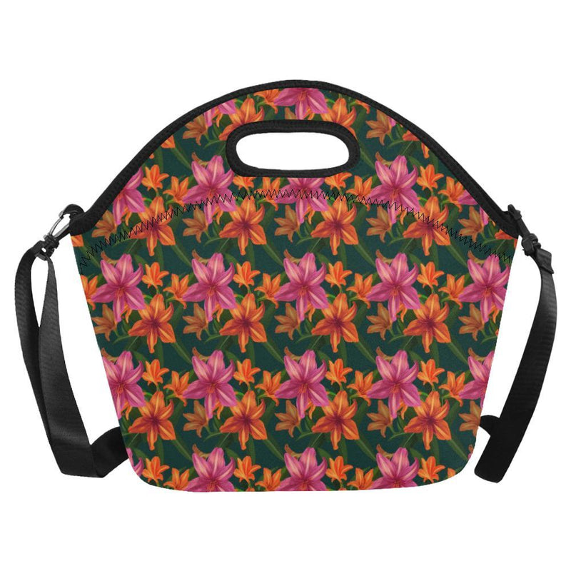 Amaryllis Pattern Print Design AL01 Neoprene Lunch Bag-JorJune