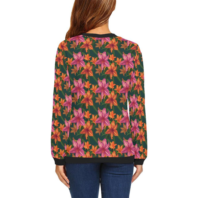 Amaryllis Pattern Print Design AL01 Women Long Sleeve Sweatshirt-JorJune