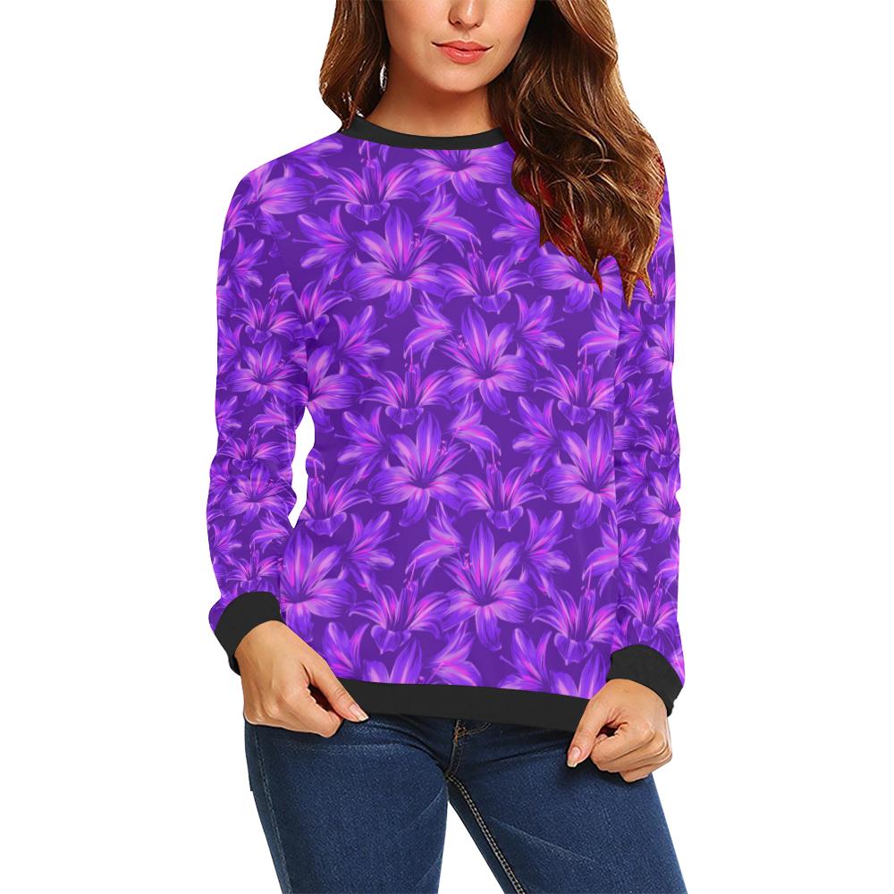 Amaryllis Pattern Print Design AL03 Women Long Sleeve Sweatshirt-JorJune