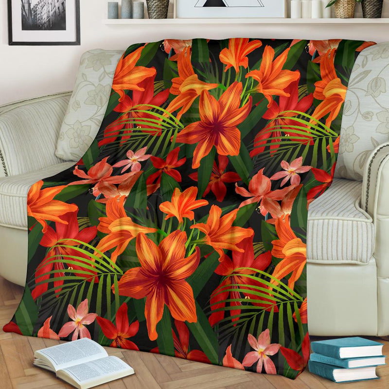 Amaryllis Pattern Print Design AL05 Fleece Blankete