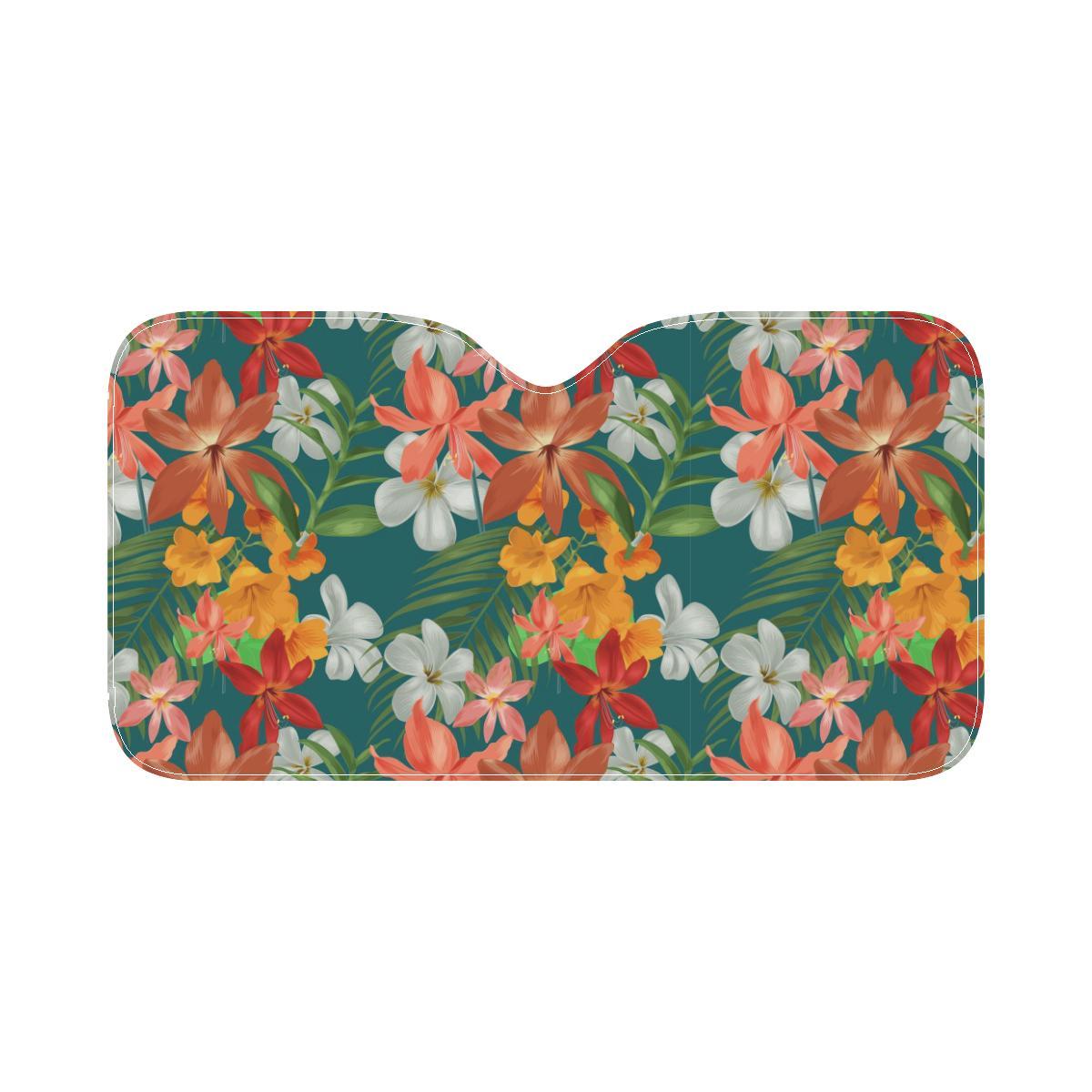 Amaryllis Pattern Print Design AL06 Car Sun Shade-JorJune
