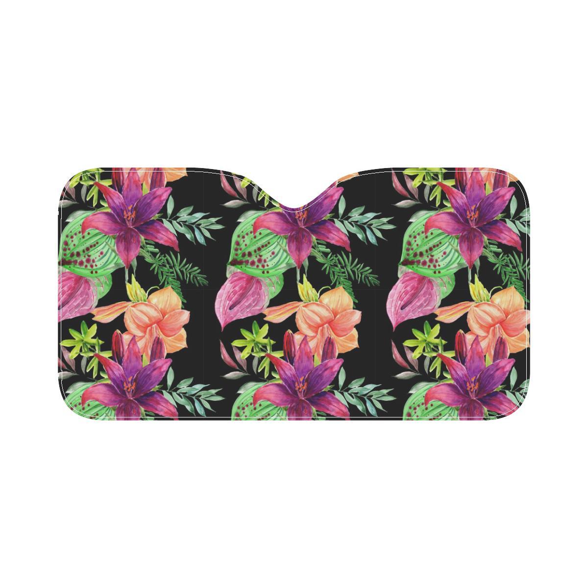Amaryllis Pattern Print Design AL09 Car Sun Shade-JorJune