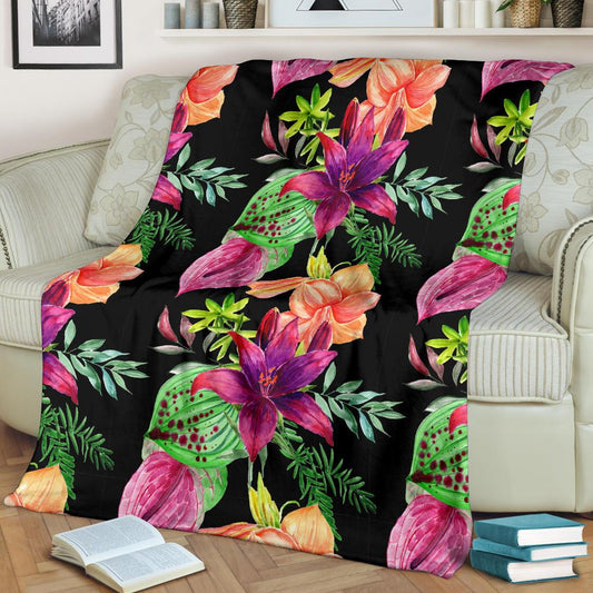 Amaryllis Pattern Print Design AL09 Fleece Blankete