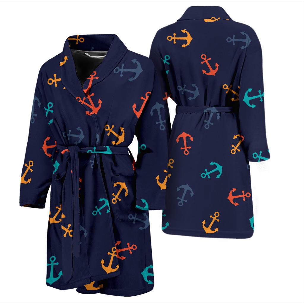 Anchor Pattern Print Design 05 Men Bathrobe-JORJUNE.COM