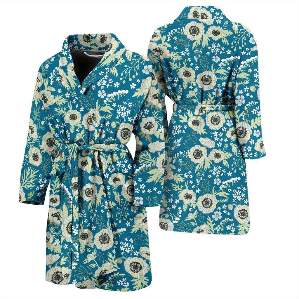 Anemone Pattern Print Design 01 Men Bathrobe-JORJUNE.COM