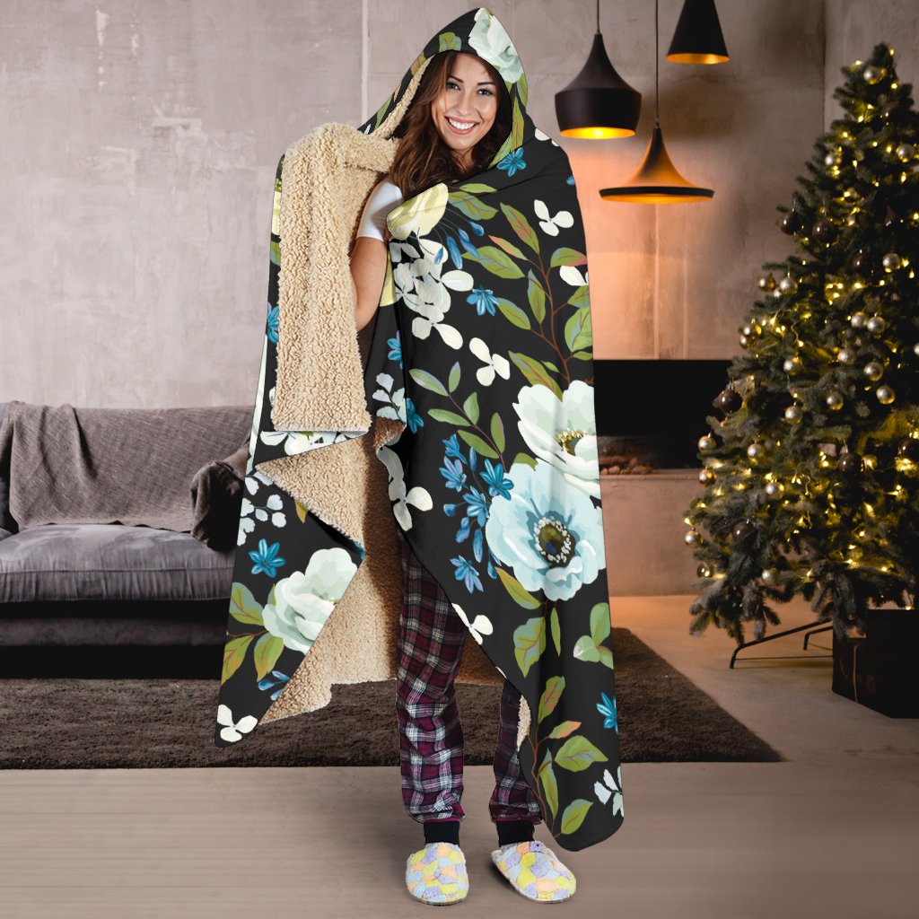Anemone Pattern Print Design AM03 Hooded Blanket-JORJUNE.COM