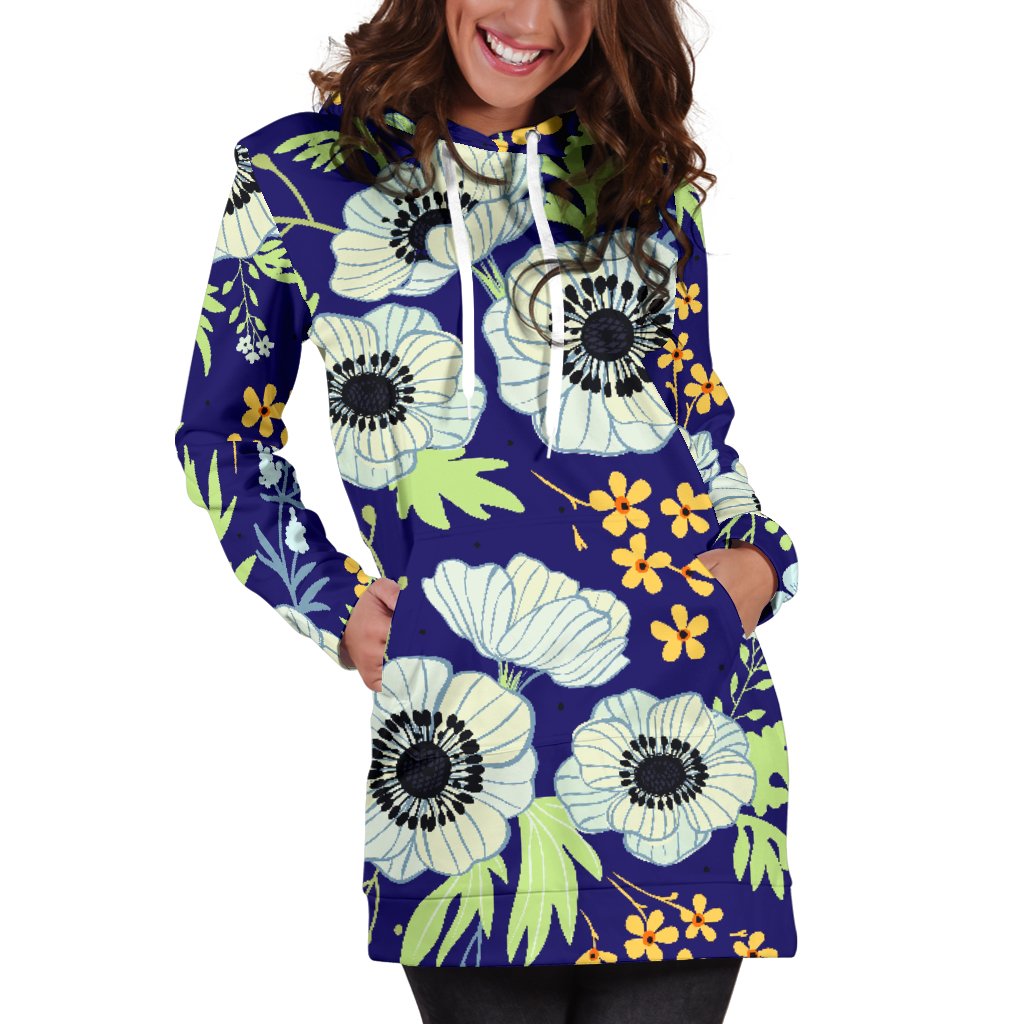 Anemone Pattern Print Design AM06 Women Hoodie Dress