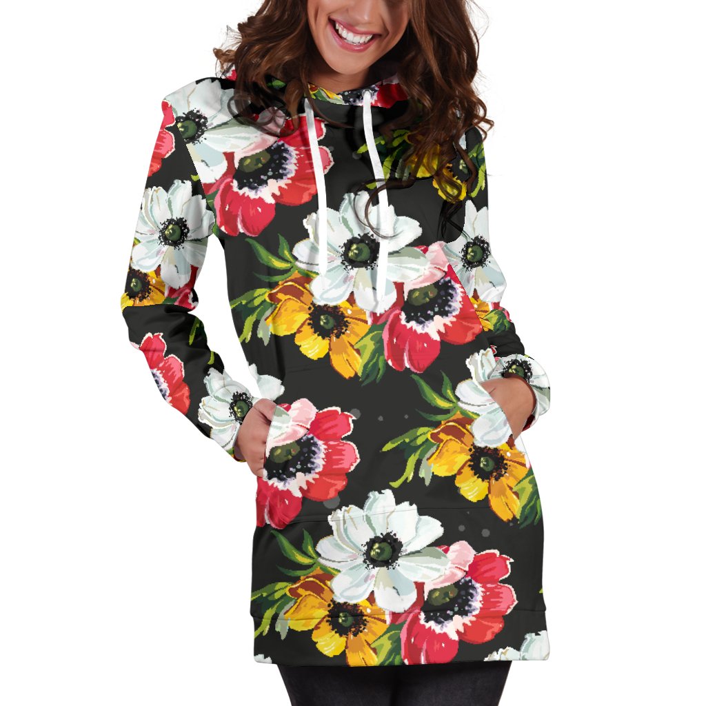 Anemone Pattern Print Design AM07 Women Hoodie Dress