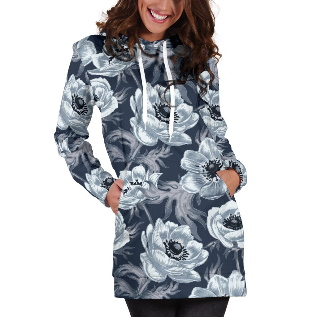 Anemone Pattern Print Design AM09 Women Hoodie Dress