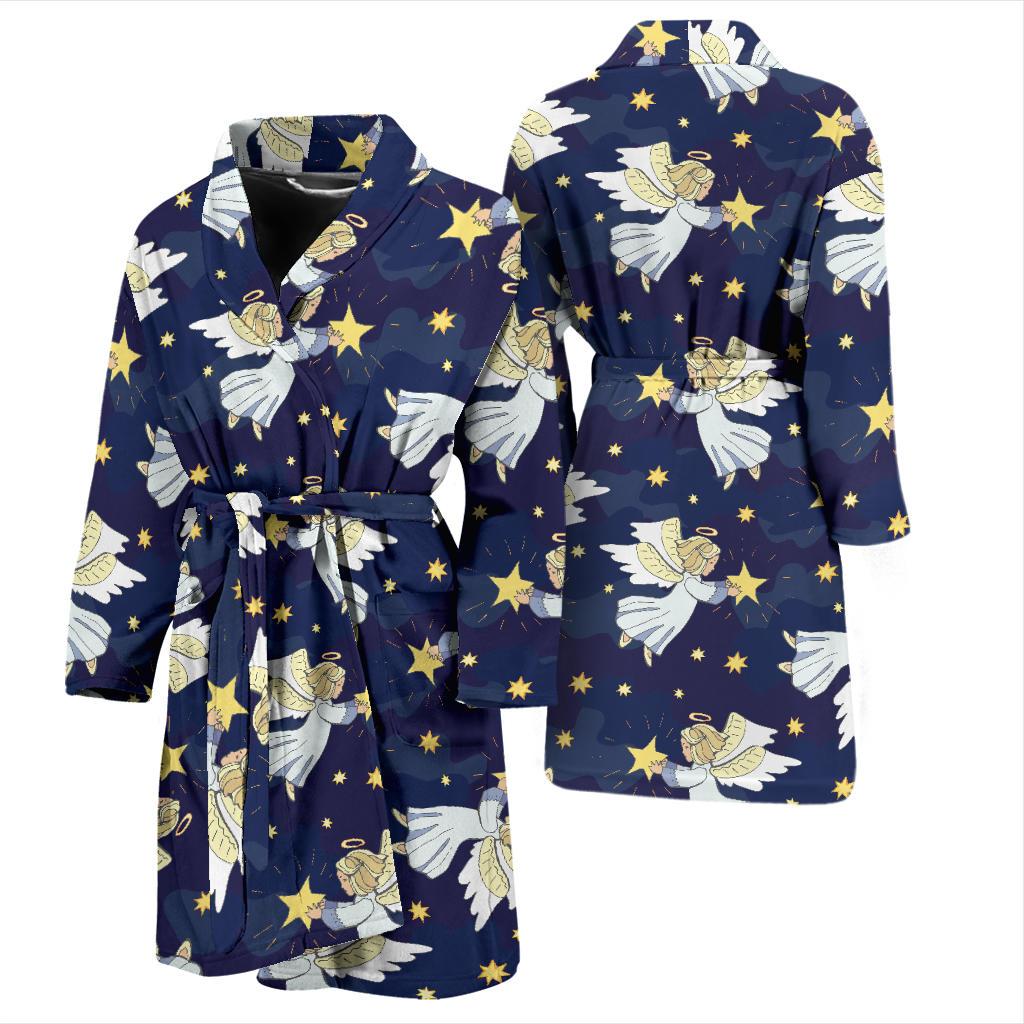 Angel Pattern Print Design 06 Men Bathrobe-JORJUNE.COM