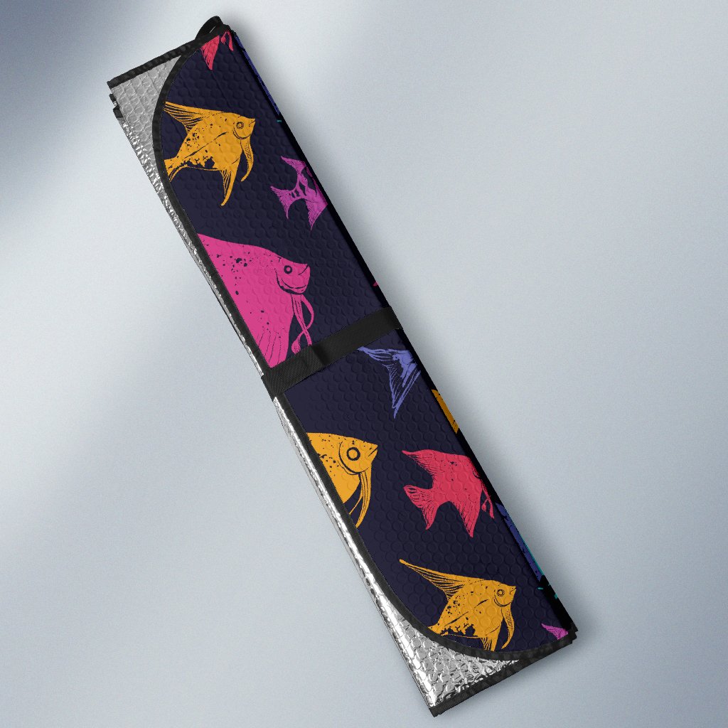 Angelfish Colorful Pattern Print Design 03 Car Sun Shade-JORJUNE.COM