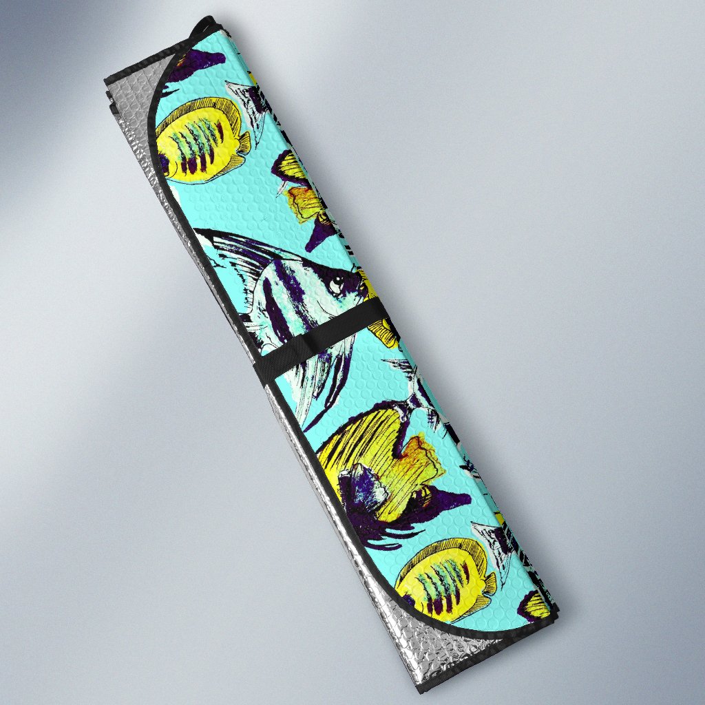 Angelfish Pattern Print Design 02 Car Sun Shade-JORJUNE.COM
