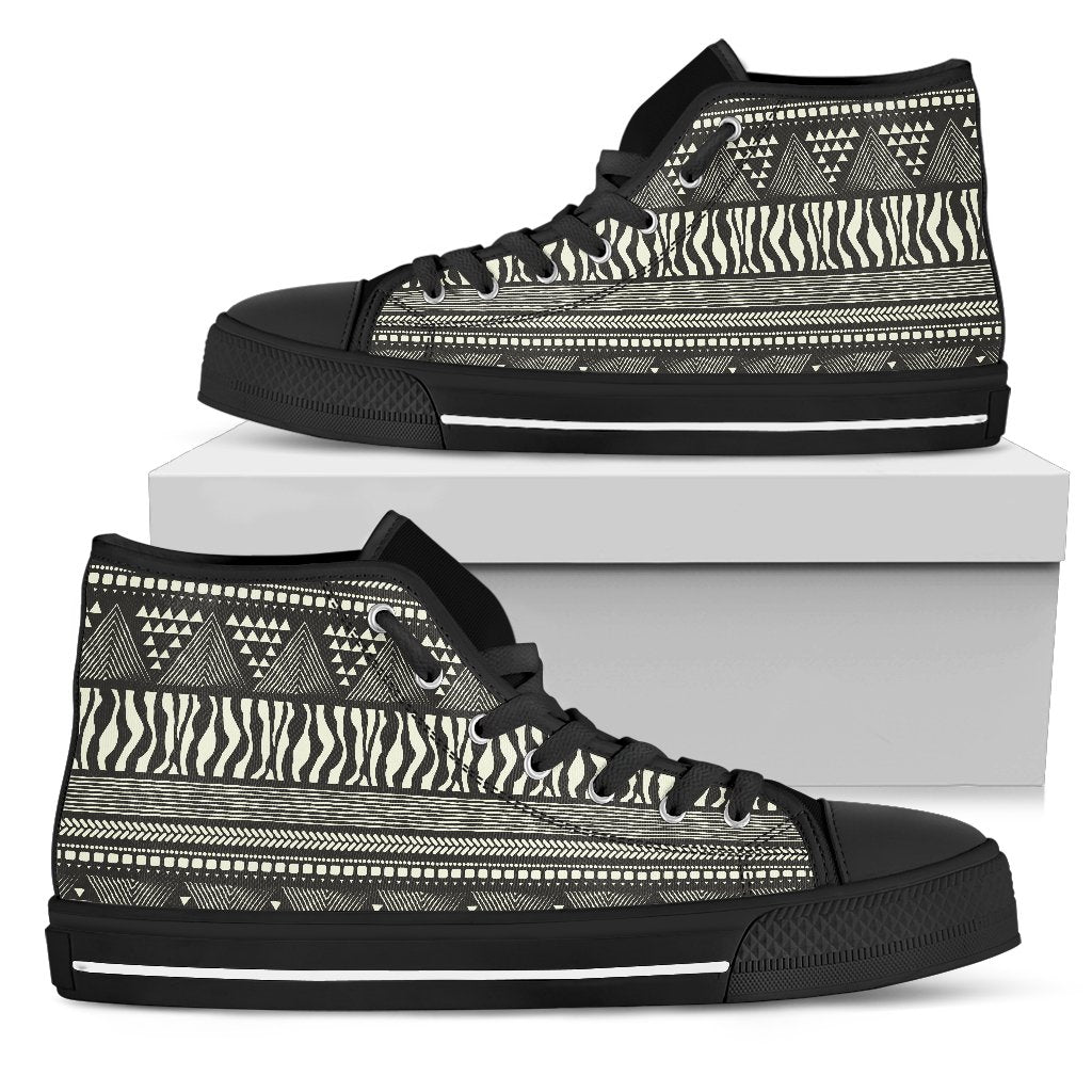 Animal Skin Aztec Pattern Men High Top Canvas Shoes