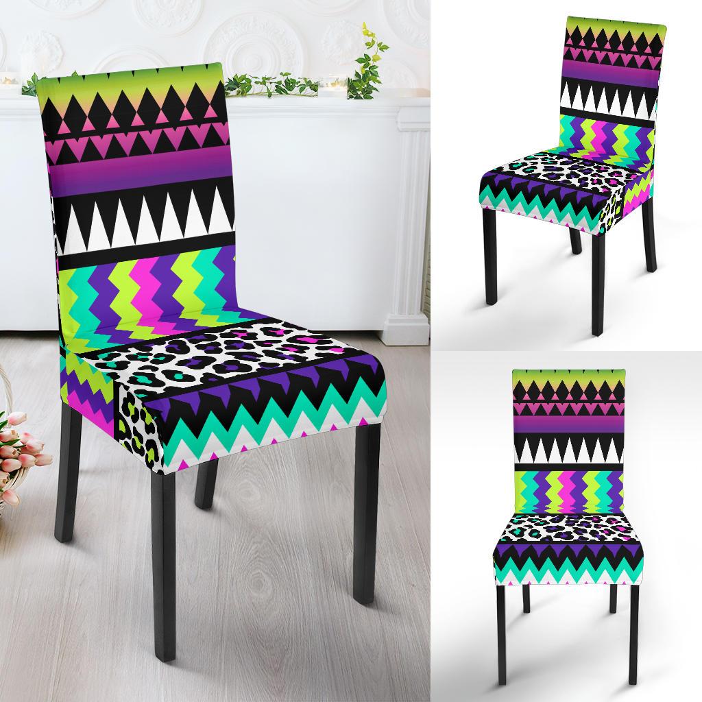 Animal Skin Aztec Rainbow Dining Chair Slipcover-JORJUNE.COM