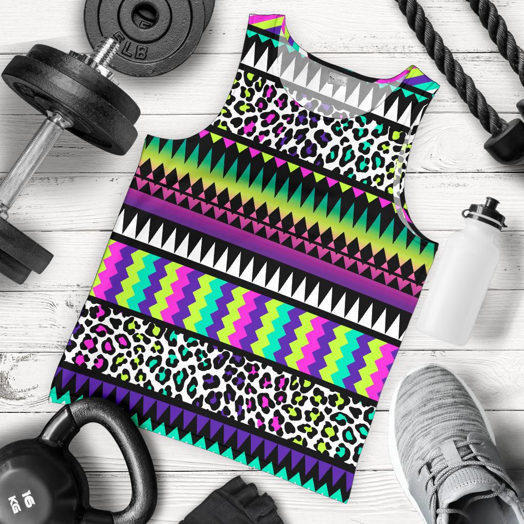 Animal Skin Aztec Rainbow Men Tank Top