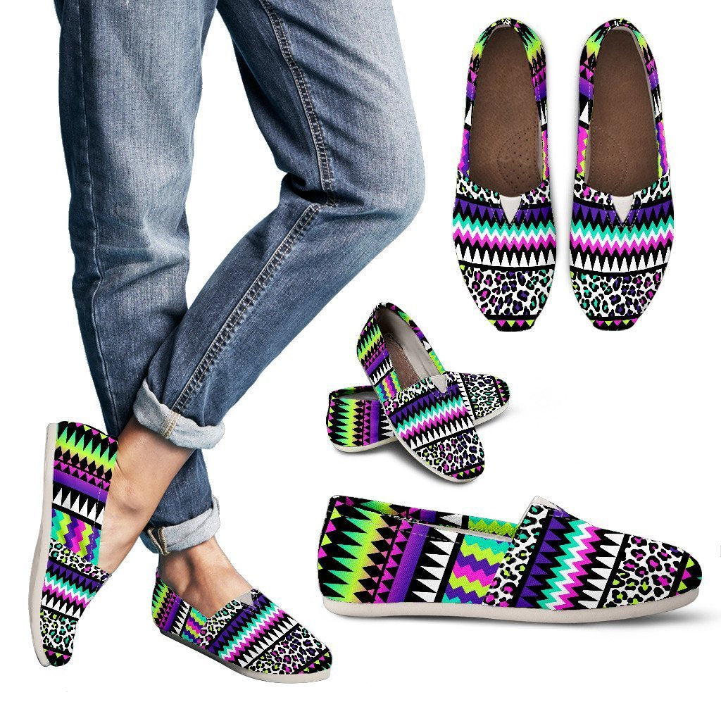 Animal Skin Aztec Rainbow Women Casual Shoes-JorJune.com