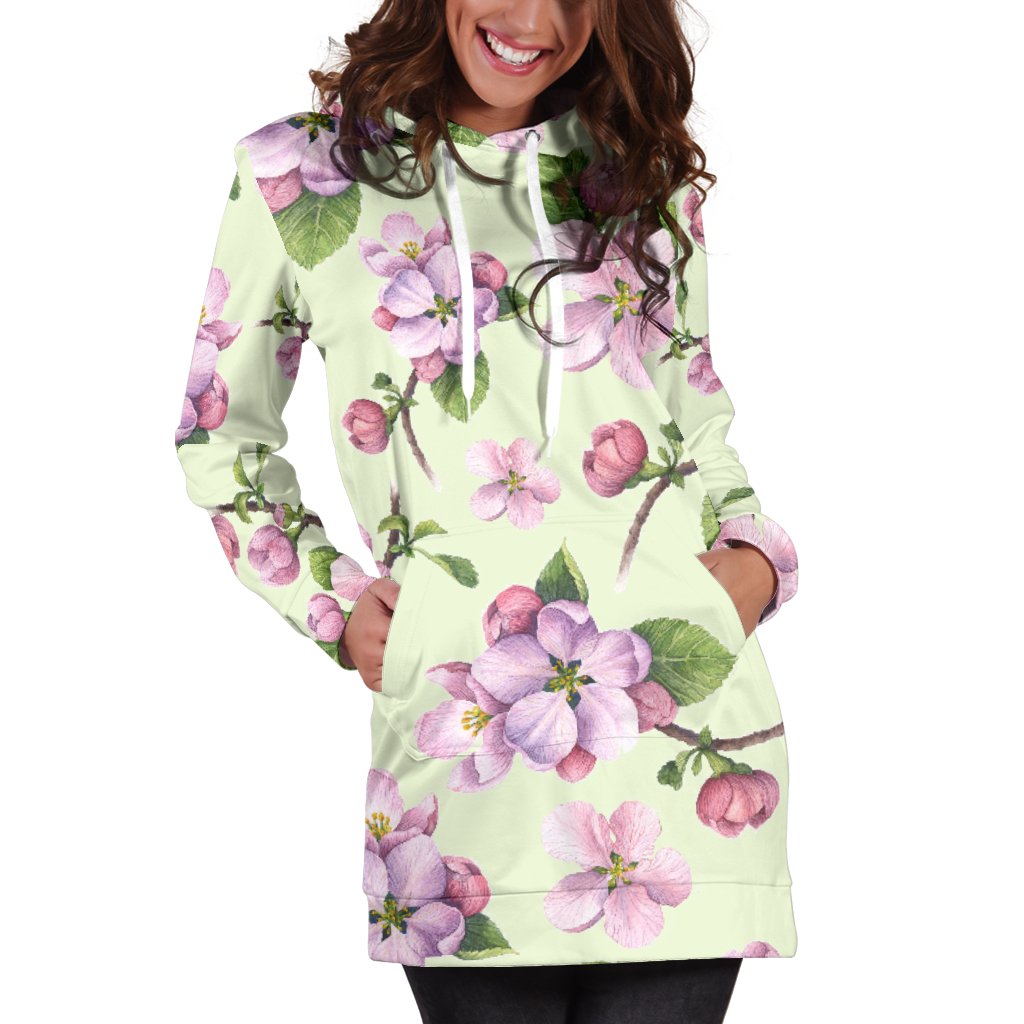 Apple blossom Pattern Print Design AB05 Women Hoodie Dress