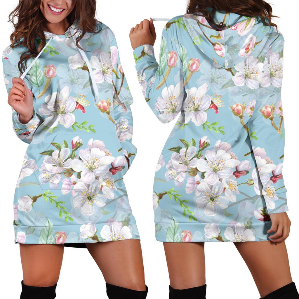 Apple blossom Pattern Print Design AB06 Women Hoodie Dress JorJune Apple blossom Pattern Print Design AB06 Women Hoodie Dress JorJune