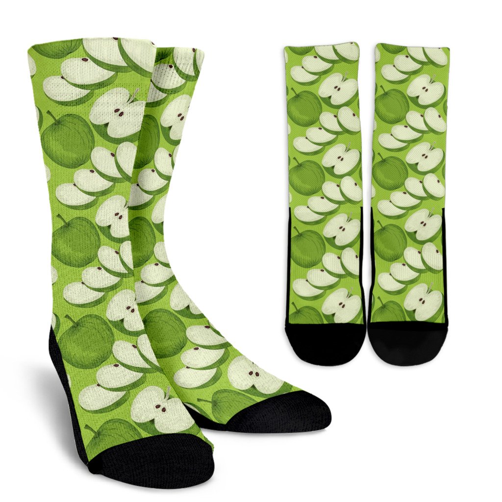 Apple Pattern Print Design AP010 Crew Socks-JORJUNE.COM