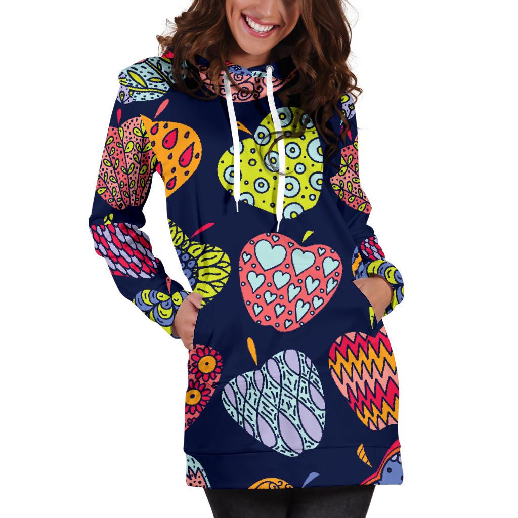 Apple Pattern Print Design AP05 Women Hoodie Dress