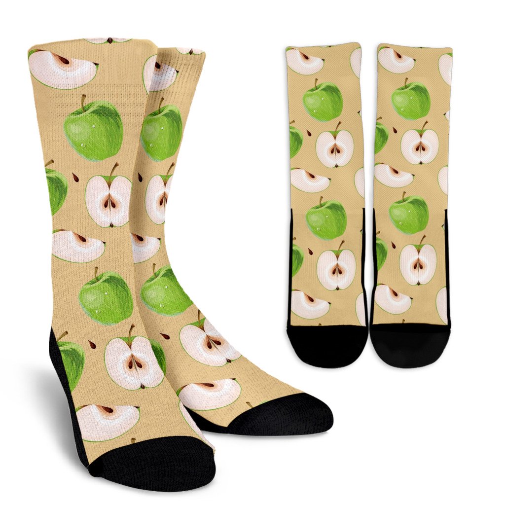 Apple Pattern Print Design AP07 Crew Socks-JORJUNE.COM