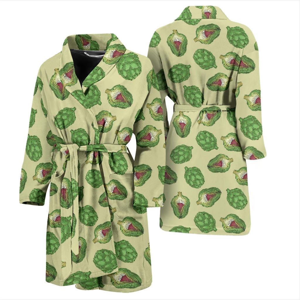 Artichoke Pattern Print Design 03 Men Bathrobe-JORJUNE.COM