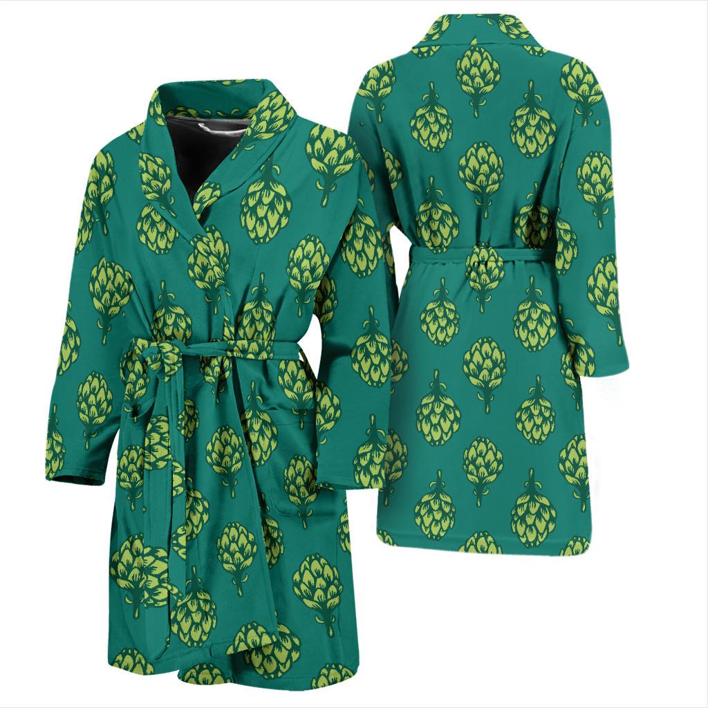 Artichoke Pattern Print Design 04 Men Bathrobe-JORJUNE.COM