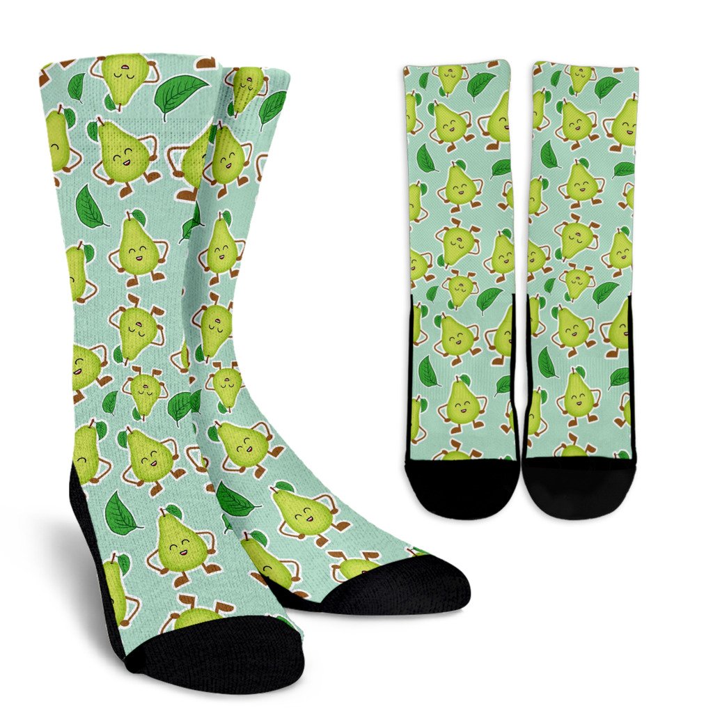 Avocado Pattern Print Design AC011 Crew Socks-JORJUNE.COM