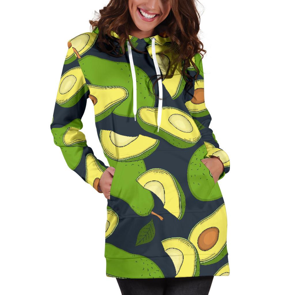 Avocado Pattern Print Design AC013 Women Hoodie Dress