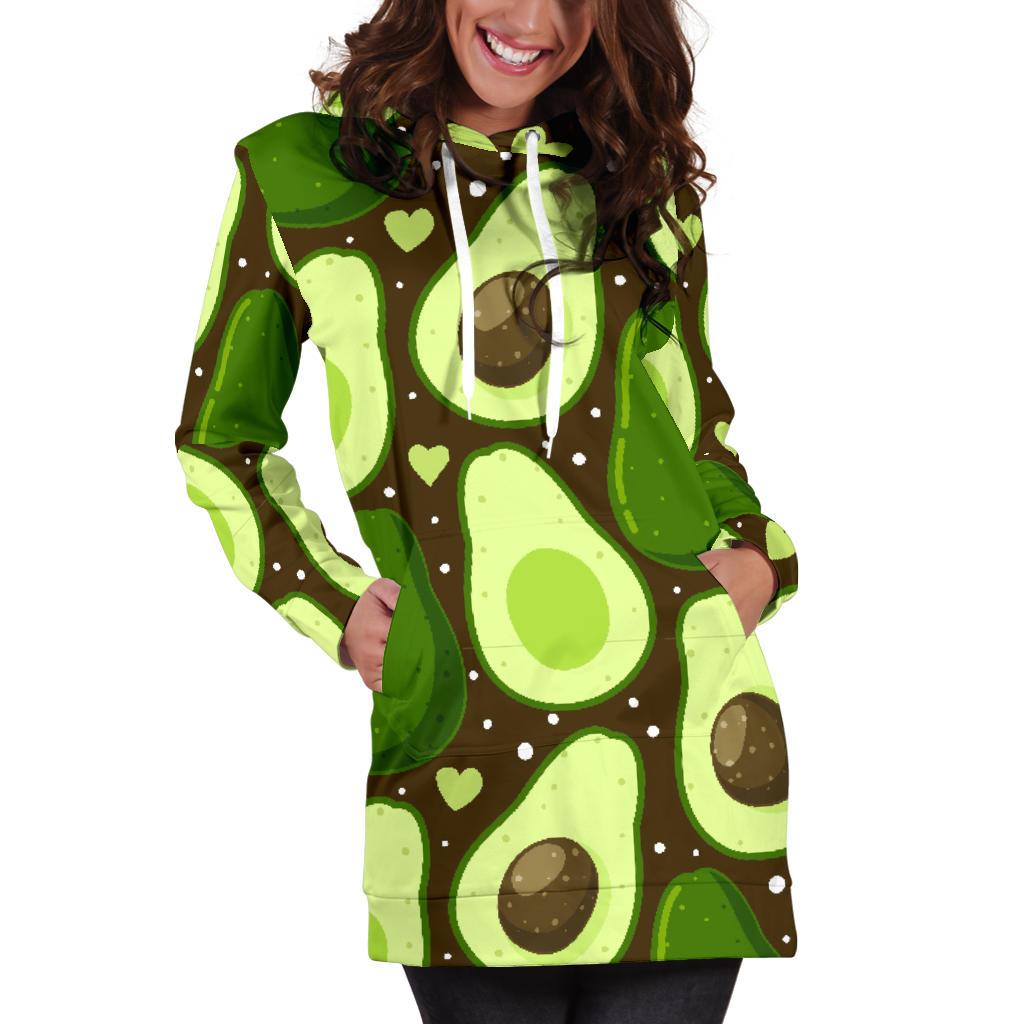 Avocado Pattern Print Design AC04 Women Hoodie Dress