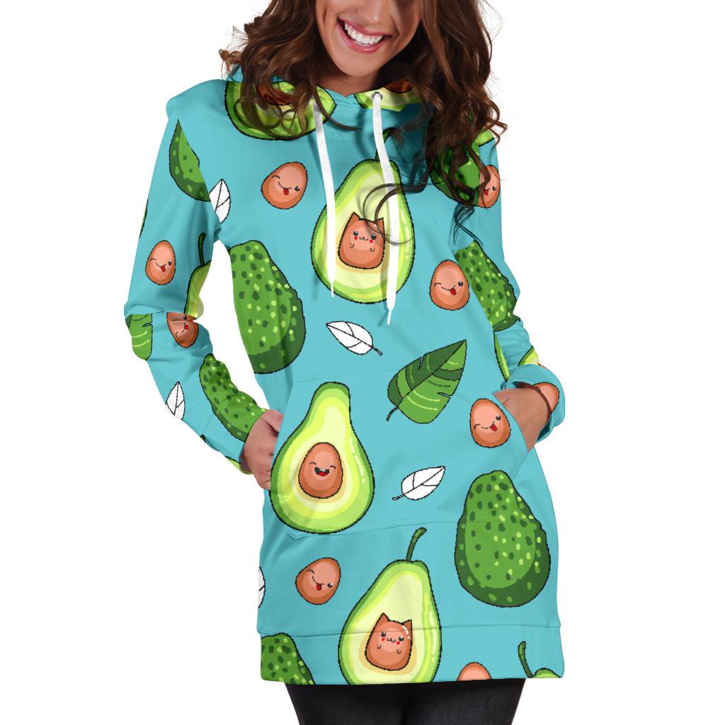 Avocado Pattern Print Design AC05 Women Hoodie Dress