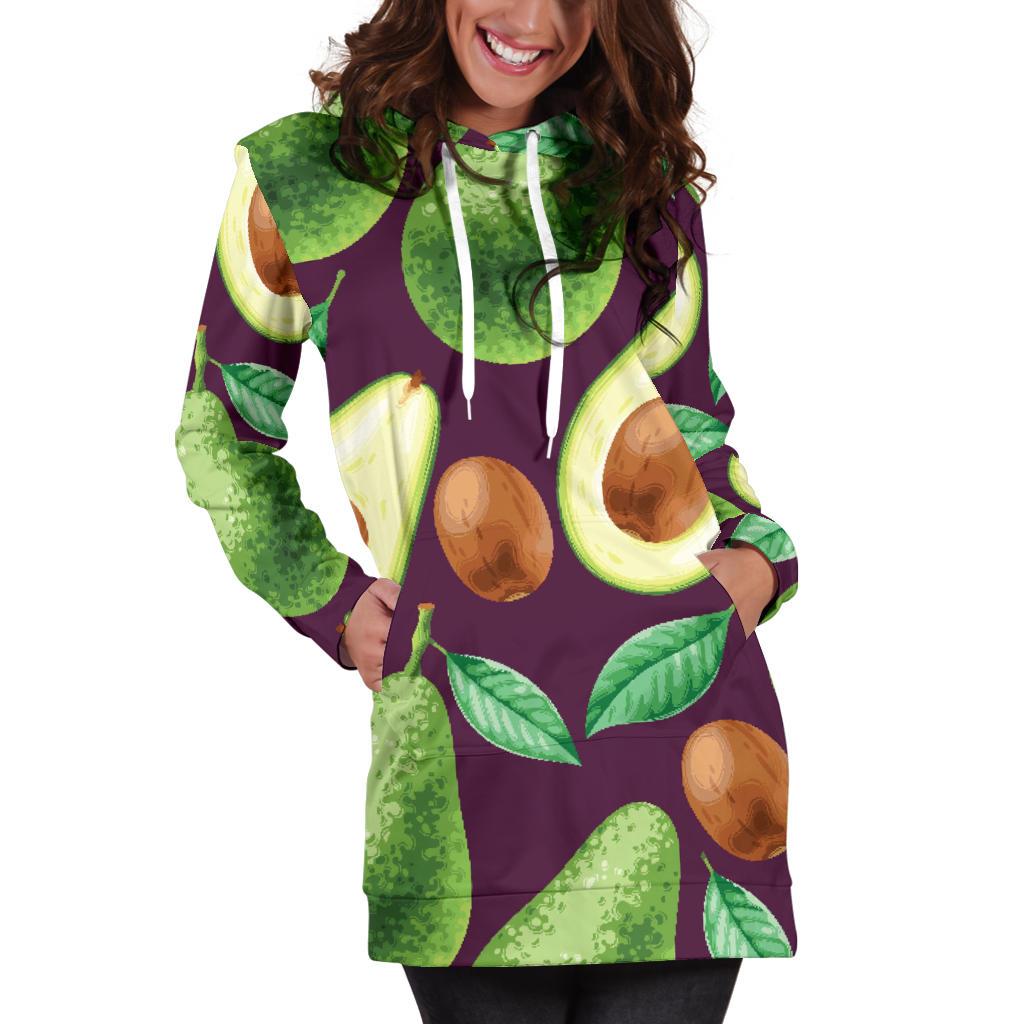 Avocado Pattern Print Design AC08 Women Hoodie Dress