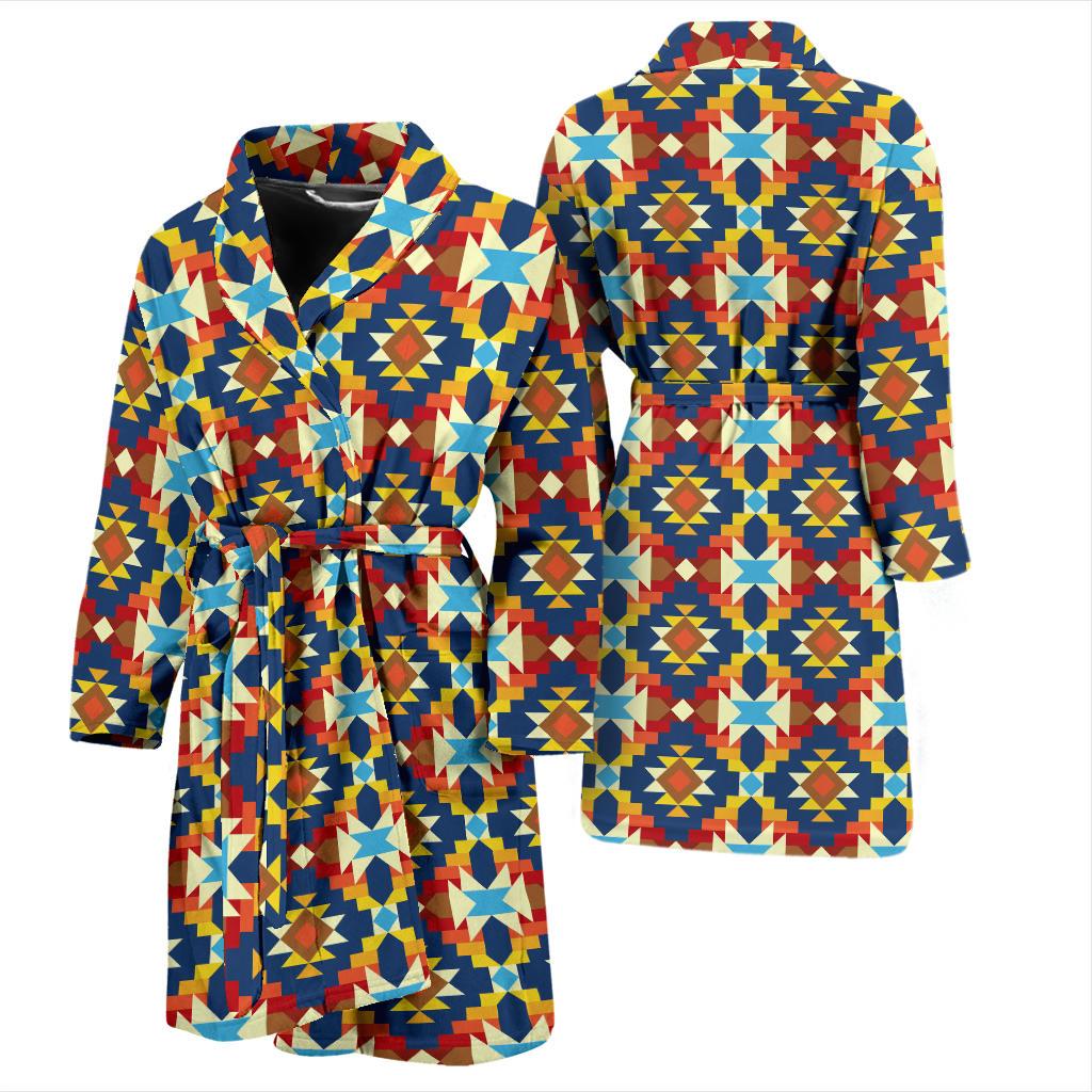 Aztec Pattern Print Design 01 Men Bathrobe-JORJUNE.COM