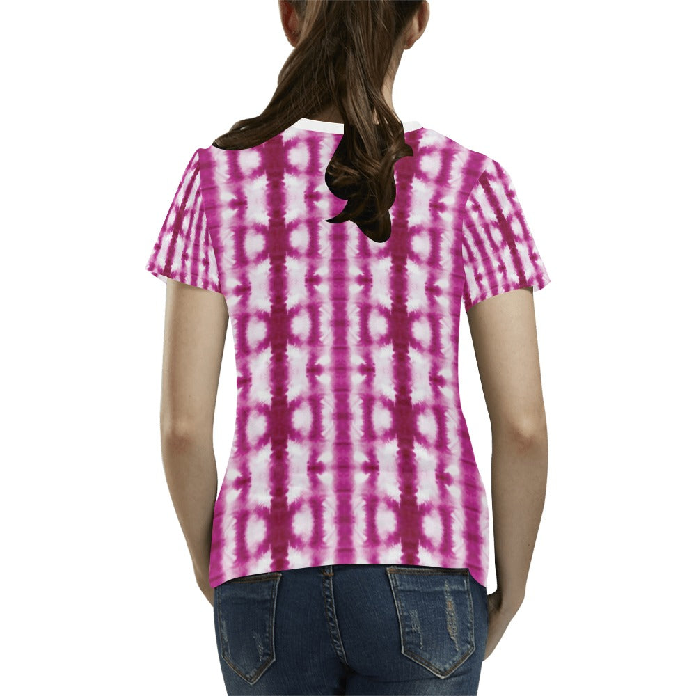 Tie Dye Dark Pink Print Design LKS303 Women's T-shirt