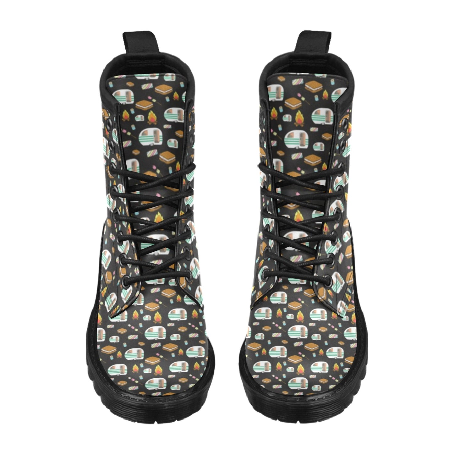 Camper marshmallow Camping Design Print Women's Boots
