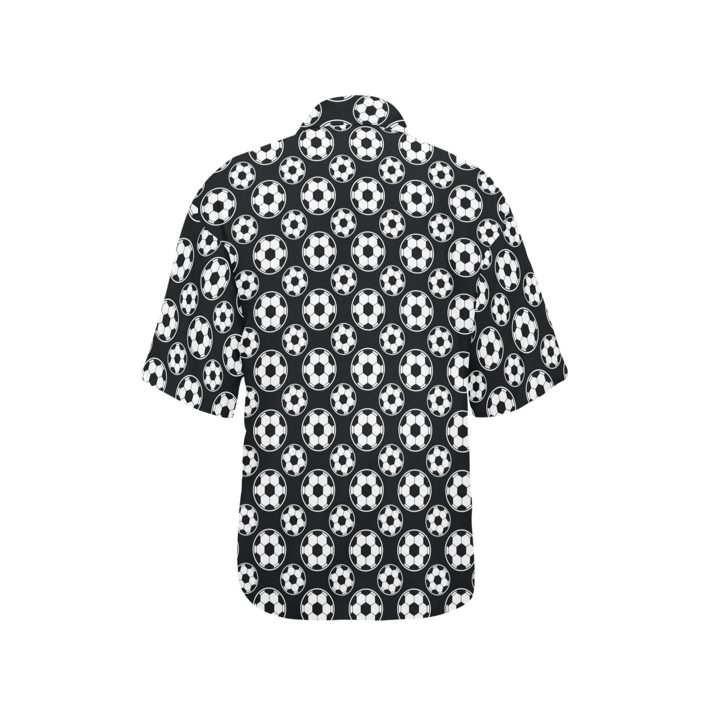 Soccer Ball Black Print Pattern Women's Hawaiian Shirt