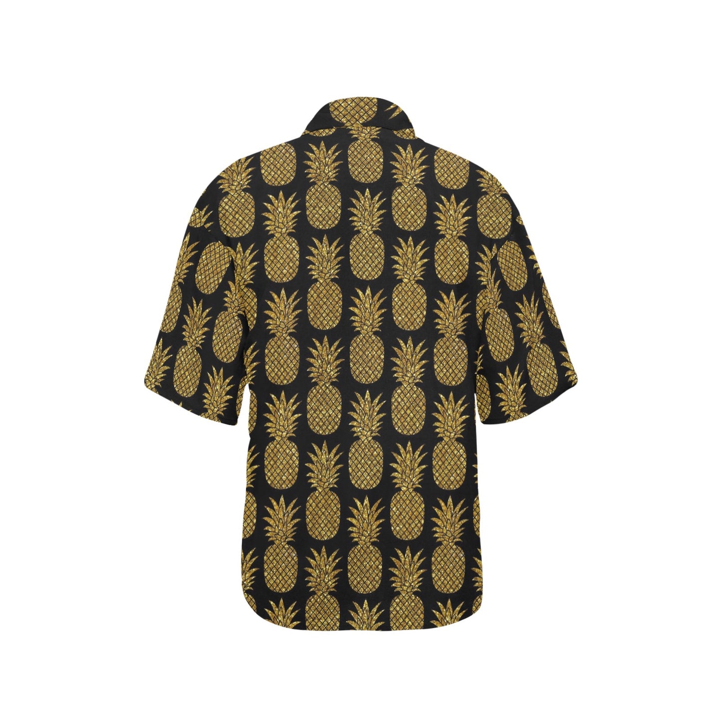 Gold Pineapple Pattern Print Design PP011 Women's Hawaiian Shirt