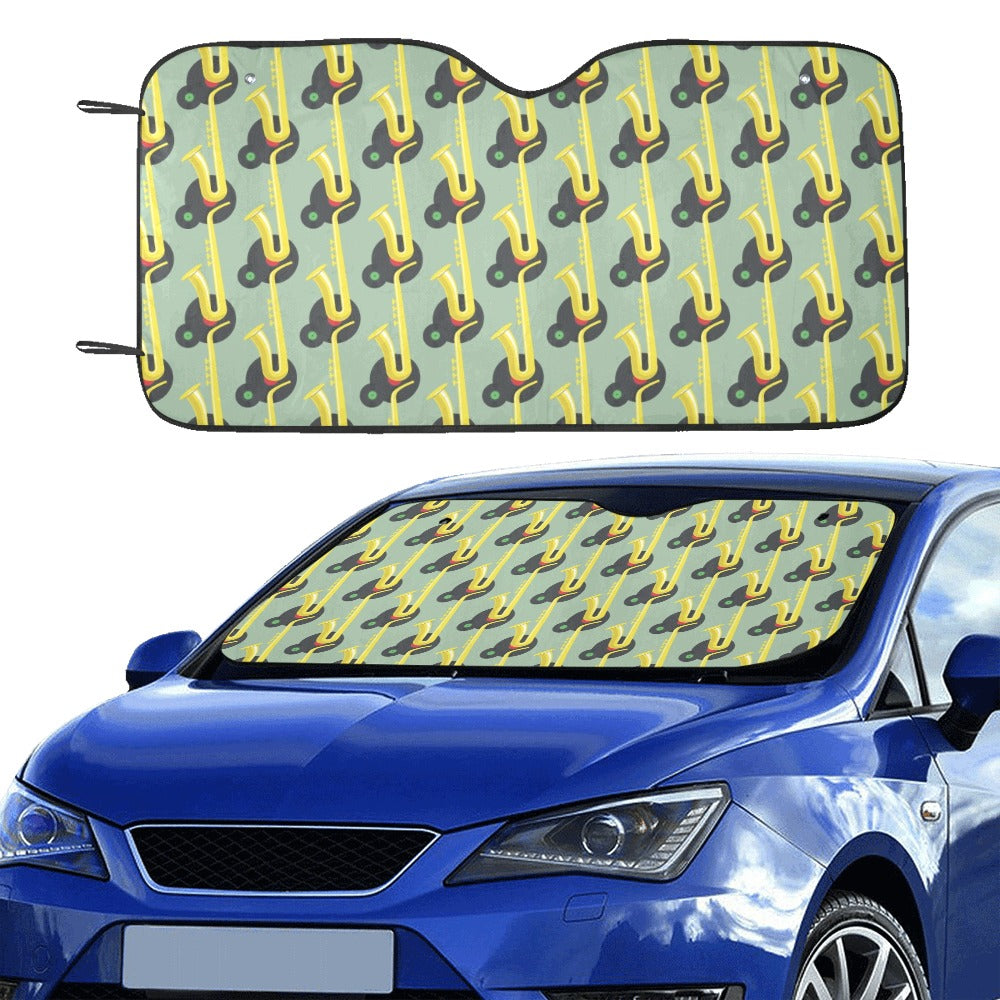 Saxophone Print Design LKS405 Car front Windshield Sun Shade