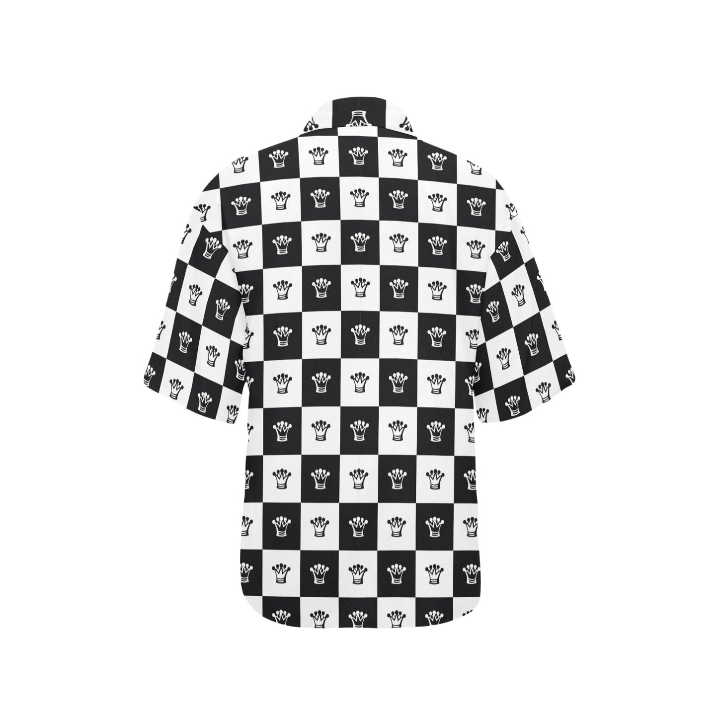 Checkered Flag Crown Pattern Women's Hawaiian Shirt