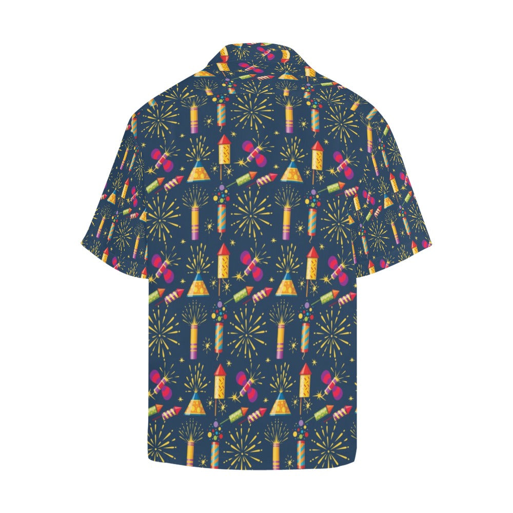 Firework Sparkling Rockets Print Design LKS306 Men's Hawaiian Shirt