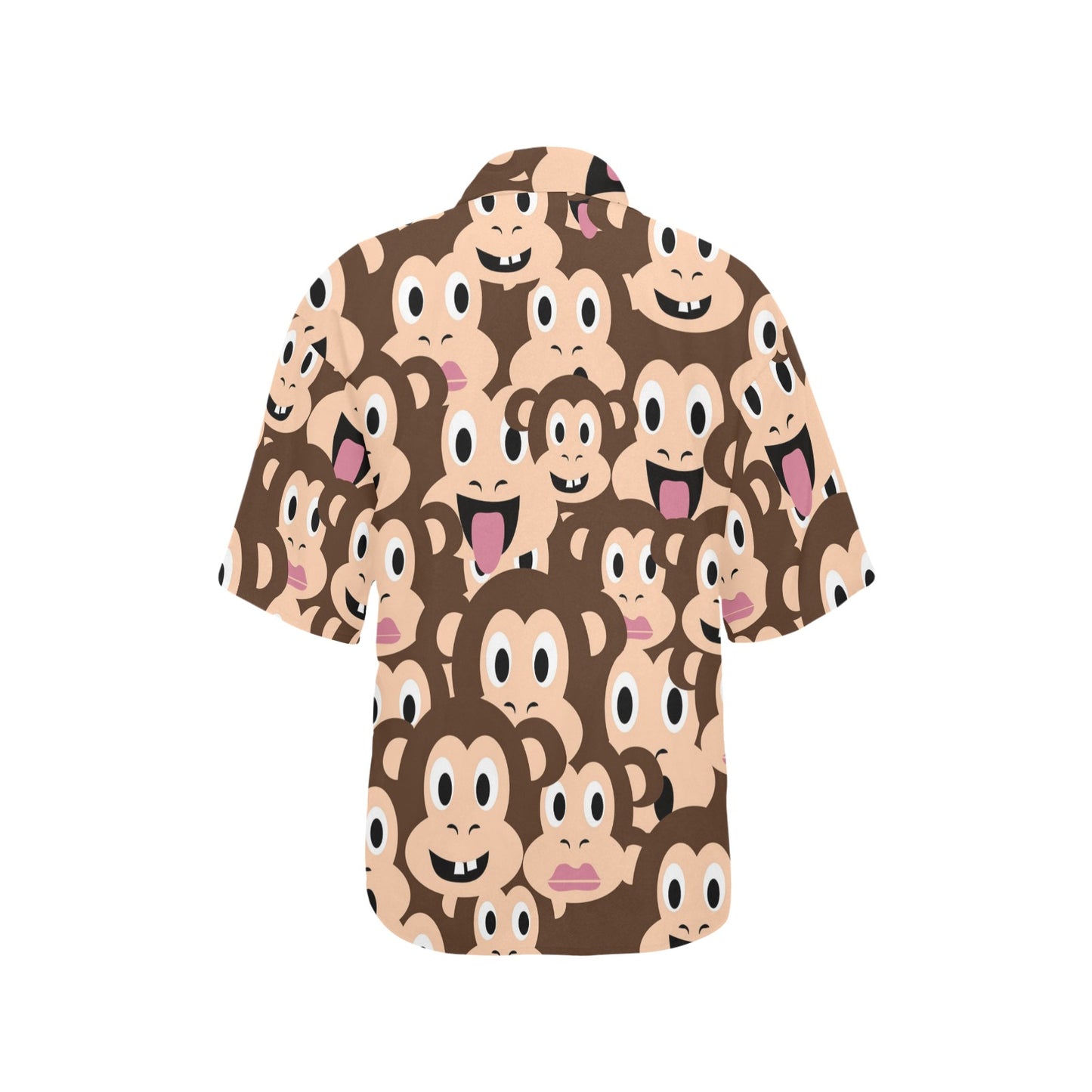 Emoji Monkey Print Pattern Women's Hawaiian Shirt
